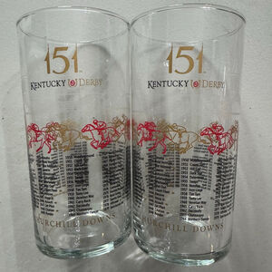 Kentucky Derby 151st Collectibles Clear Glass Set of 2